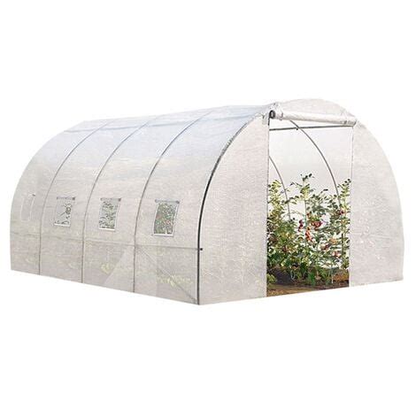 Serre tunnel de jardin IDMARKET ZEBRA 12M² Blanche Gamme