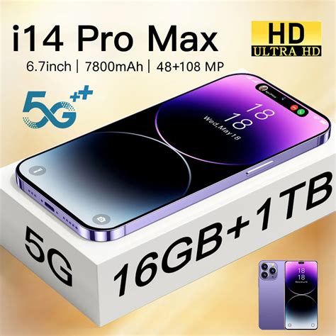 2023 5G Global Version I14 Pro Max Smartphone 6 7Inch 16GB 512GB 48 108