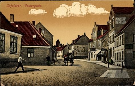 Ansichtskarte Postkarte Skjelskør Dänemark Vestergade akpool de