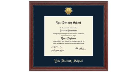 Gold Engraved Medallion Diploma Frame In Signature Yale Divinity School