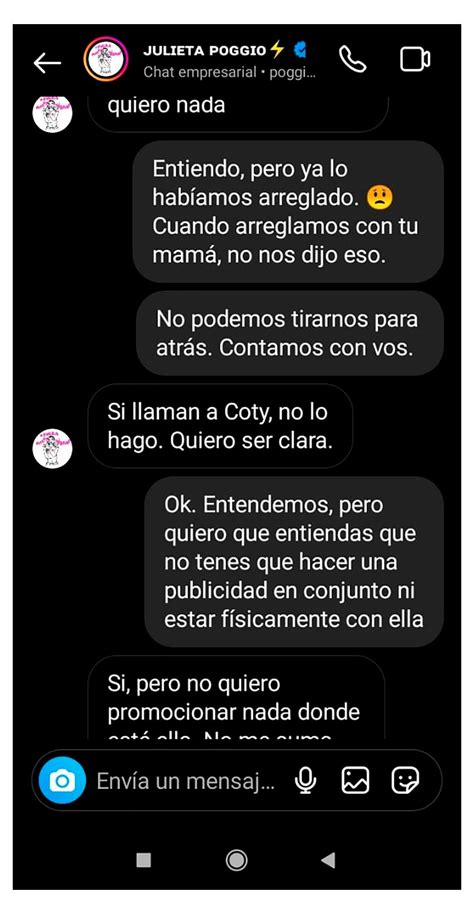 Se filtraron los chats en los que Julieta Poggio habría pedido que