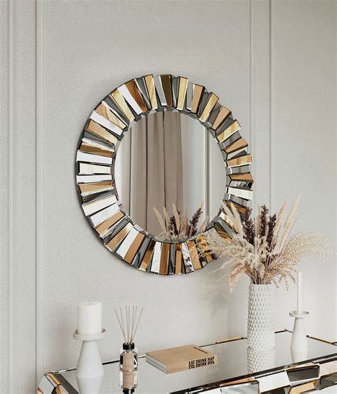 Knightsbridge Luxury Round Wall Mirror Rose Gold