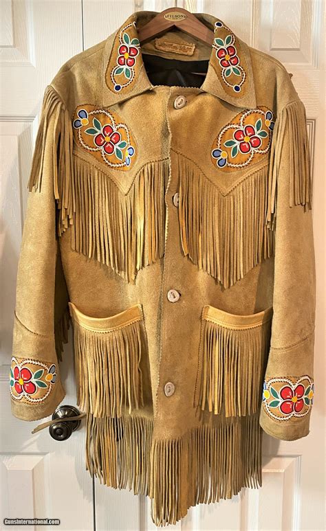 Genuine Elk Skin Beaded Leather Jacket For Sale