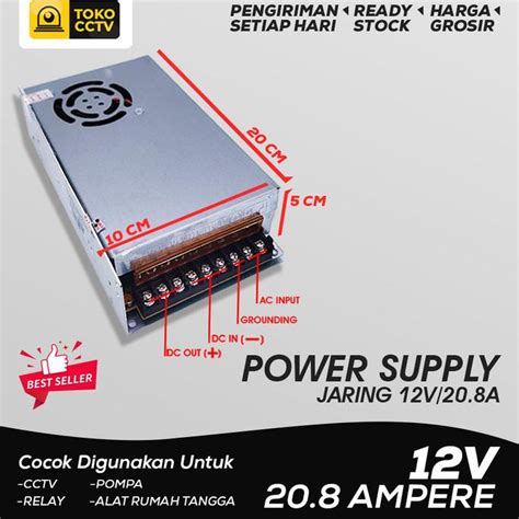 Jual Adaptor 12v 20a Power Supply Jaring Led Kipas 20 Ampera 12 Volt Dc Shopee Indonesia