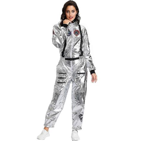 Astronaut Costume Space Suit For Adult Cosplay Costumes, Zipper Silver