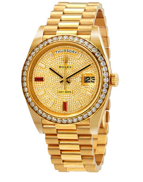 Rolex Day Date Automatic Gold Diamond Pave Dial Yellow Gold President