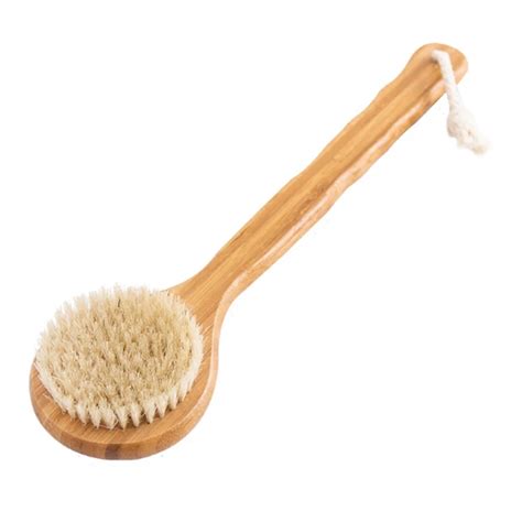 Natural Bristle Long Wooden Handle Bath Shower Body Back Brush Spa Scrubber Exfoliate Away