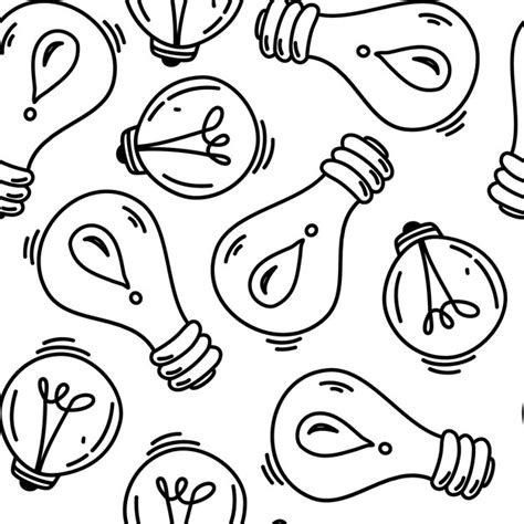 Premium Vector Light Bulb Seamless Pattern Hand Drawn Vector Illustration