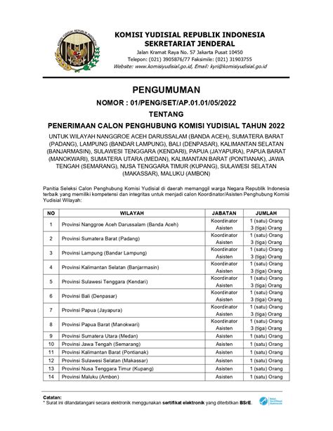 Rekrutmen Calon Penghubung Komisi Yudisial Republik Indonesia