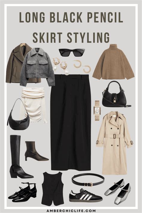 How to Style Long Black Pencil Skirt Outfit in 2024