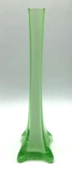 Art Cased Glass Vase White Green Foot Pulled Bud Vase 8 Tall Decor £949 Picclick Uk