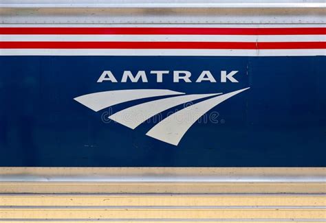 Amtrak Logo on the Side of a Train Stopped at a Station in Connecticut ...