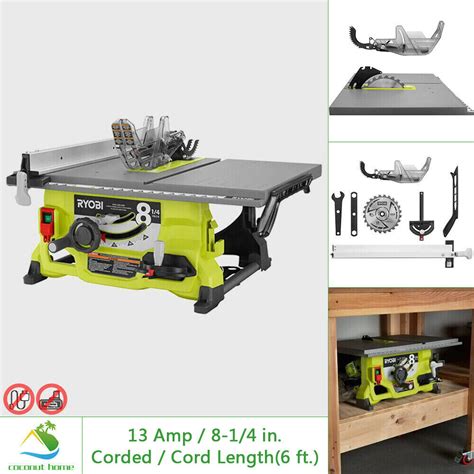 Ryobi Table Saw 13 Amp Motor 5000 Rpm 825 In Blade Accessories