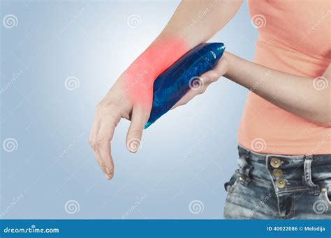 Swollen hurting wrist. stock photo. Image of illness - 40022086