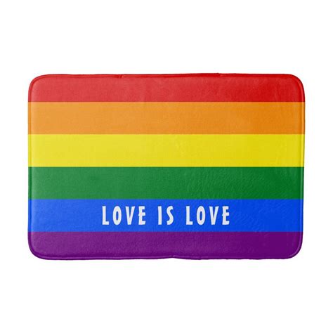 Colorful Lgbt Rainbow Gay Pride Flag Custom Text Bath Mat Zazzle