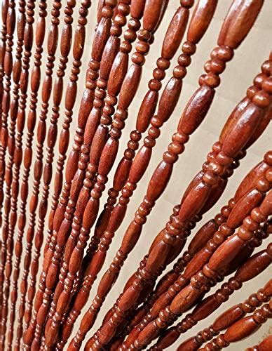 BeadedString Wood Bamboo Beaded Curtain 45 Strands 77 High 35 5 Wide