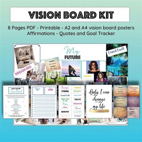 Vision Board Printables 2024 Goal Planner Quote Cards Manifestation