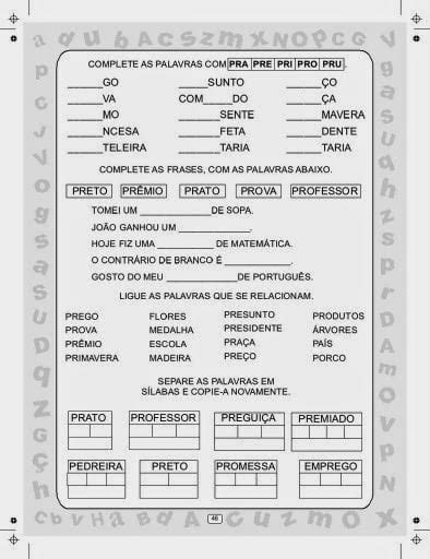 Atividades S Labas Complexas Br Cr Dr Pr Fr Gr S Escola