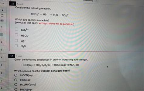 Solved 15 2 Points Match The Following Acid Base Definitions Chegg