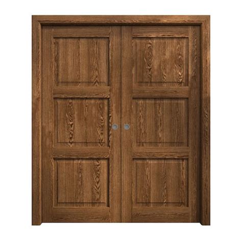 Sartodoors 60 In X 84 In Cognac Oak Color Solid Wood Double Sliding