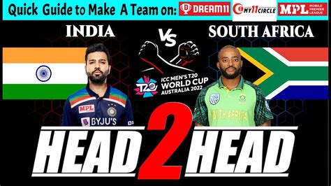 India Vs South Africa Head To Head T20i World Cup 2022 Ind Vs Sa Dream11 And Playing Xi