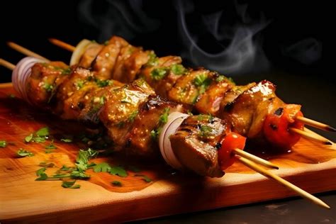 Shish Kebab Na Grelha Carne Grelhada Legumes Shashlik Kebab Em