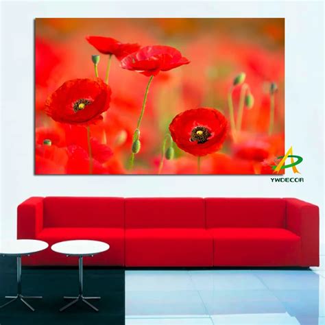 YWDECOR Orange Poppy Flower Modern Canvas Painting HD Print on Canvas ...