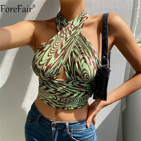 Forefair Women Green Sexy Halter Neck Tank Top Summer Backless Off