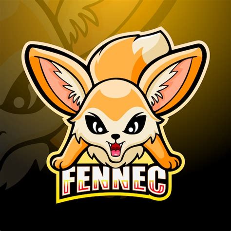 Fennec Fuchs Maskottchen Esport Logo Design Premium Vektor