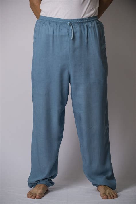 Solid Color Drawstring Mens Yoga Massage Pants In Blue Gray Harem Pants