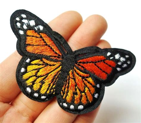 Large Monarch Butterfly Patch Iron On Sew On Embroidered Etsy