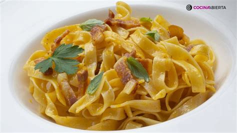 Tagliatelle a la carbonara sin nata Cocina Abierta de Karlos Arguiñano