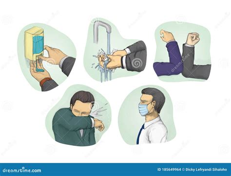 Hand Drawn Illustration Of Prevention Of Spreading Pandemic Diseases