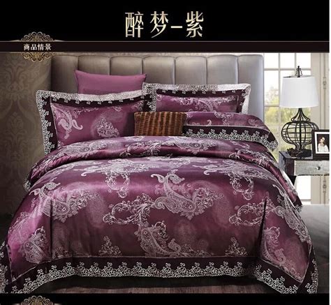 Deep Purple Paisley Bedding Set King Queen Size Comforter Cotton Bed