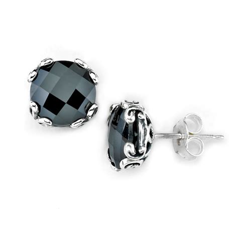 Sterling Silver Black Spinel Stud Earring Cf B