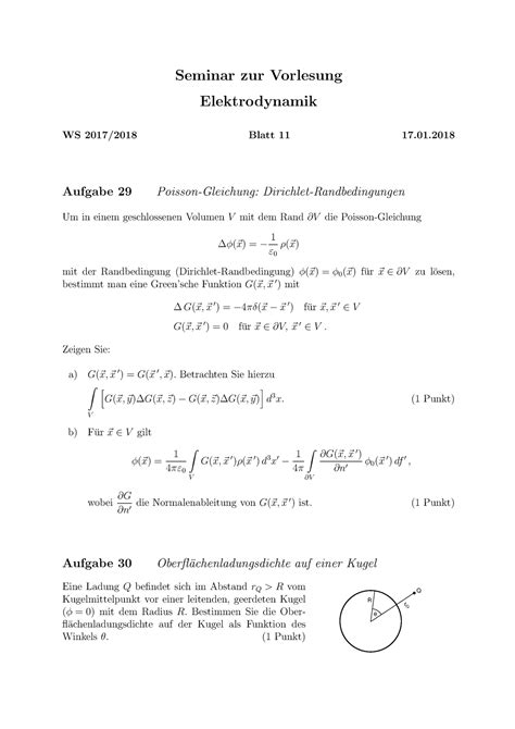 Blatt Bungsblatt Seminar Zur Vorlesung Elektrodynamik Ws