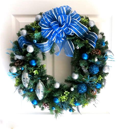 Christmas Wreath Blue and Silver Christmas by WeddingsAndWreaths