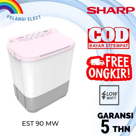 Jual Mesin Cuci 2 Tabung Sharp EST 90 MW Puremagic Low Watt 9 KG