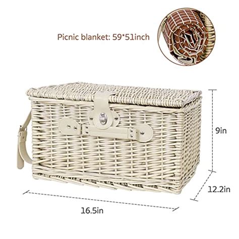 Willow Picnic Basket Set For Person Wicker Hamper Sets With Picnic