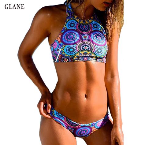 Sexy Women Print India Bandage Bikini Set Push Up Swimwear Floral