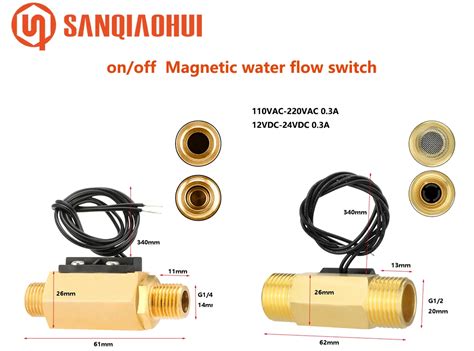 Sqh104 220v Water Flow Sensor G1 1 4 1 2 3 4 External Thread Brass Horizontal Vertical On Off