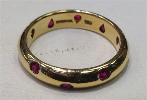 Tiffany And Co 18k Yellow Gold Ruby Etoile Band Size 6 5 Tiffany And Co