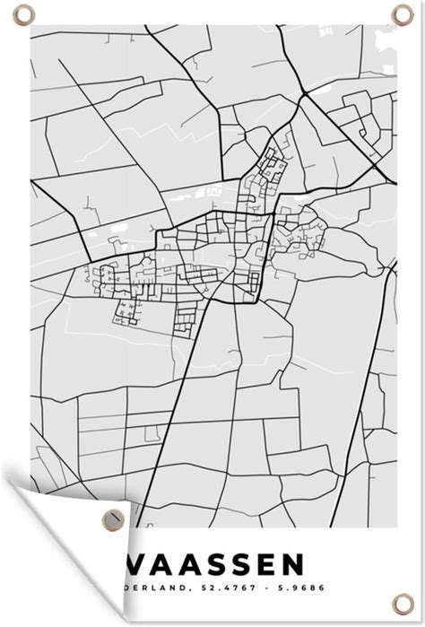 Muurdecoratie Vaassen Stadskaart Kaart Plattegrond Zwart Wit