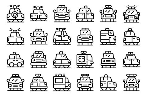 Police vehicles icons set outline vector. Car work call 35482811 Vector Art at Vecteezy