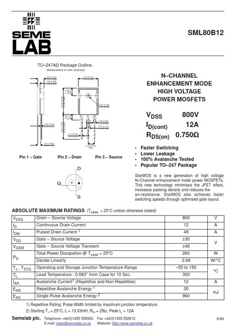 Sml B Datasheet Pdf Seme Lab