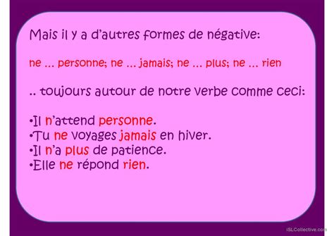 La forme négative Français FLE powerpoints