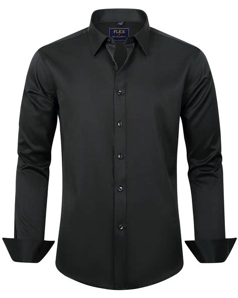 Alimens & Gentle Mens Solid Long Sleeve Dress Shirts Stretch Cotton ...