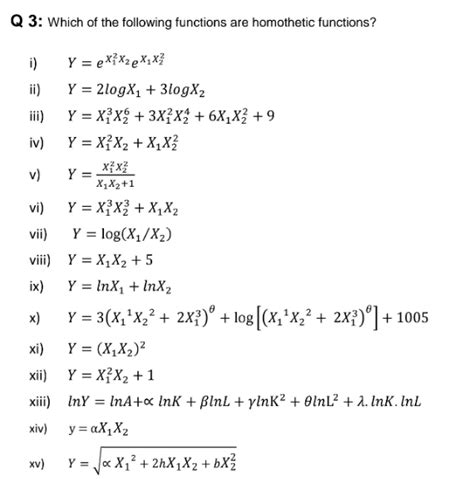 solve question 3 . find Homothetic functions?. and also draw a... | Course Hero