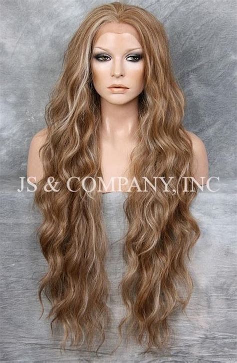 35 Human Hair Blend Wig Lace Front Ash Brown And Blonde Etsy Human