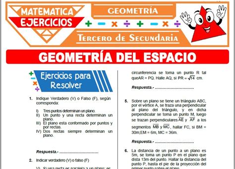 Ejercicios De Geometría Del Espacio Para Tercero De Secundaria